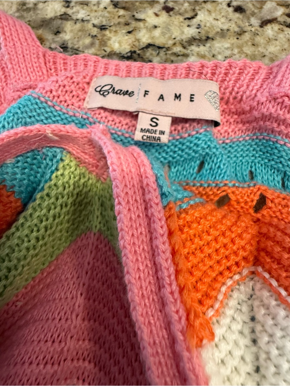 Crave Fame crochet knit sleeveless mini dress pastel retro 70s SM - Picture 5 of 12